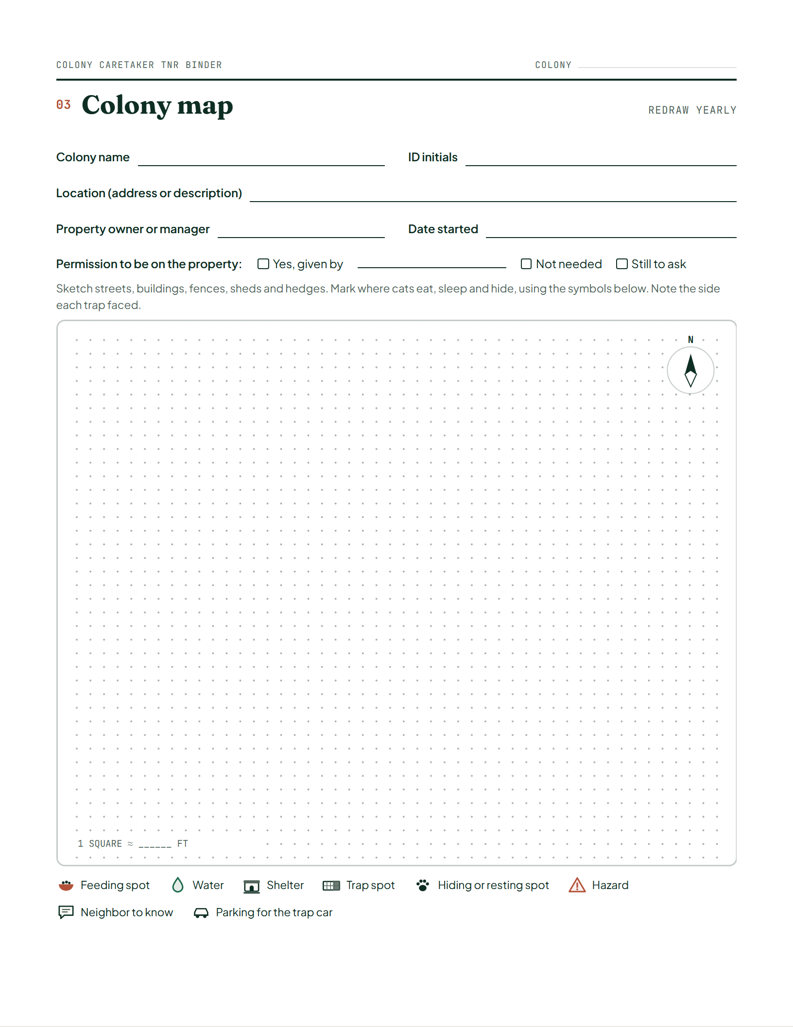 Page 3 of Colony Caretaker TNR Binder