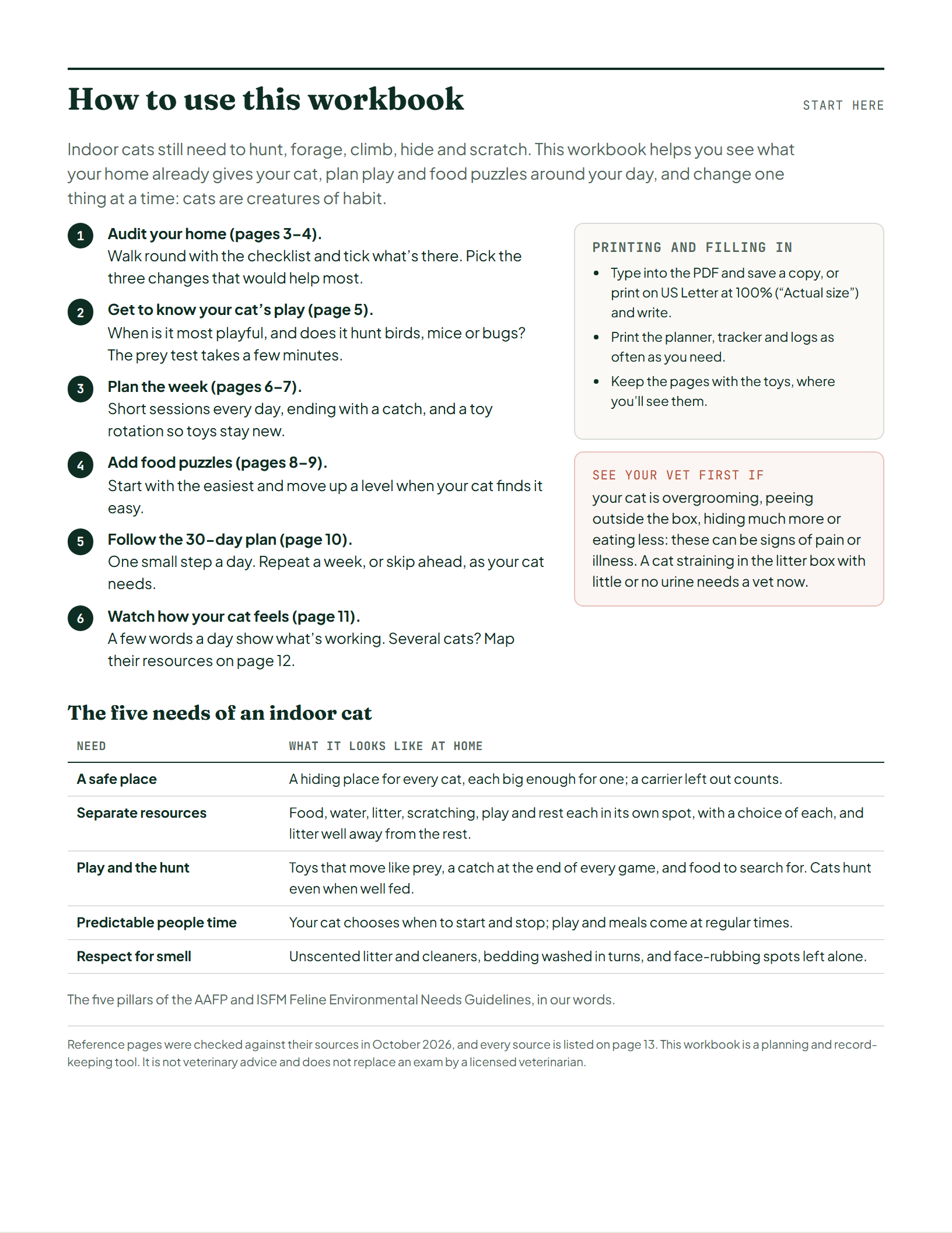 Page 2 of Indoor Cat Enrichment Workbook