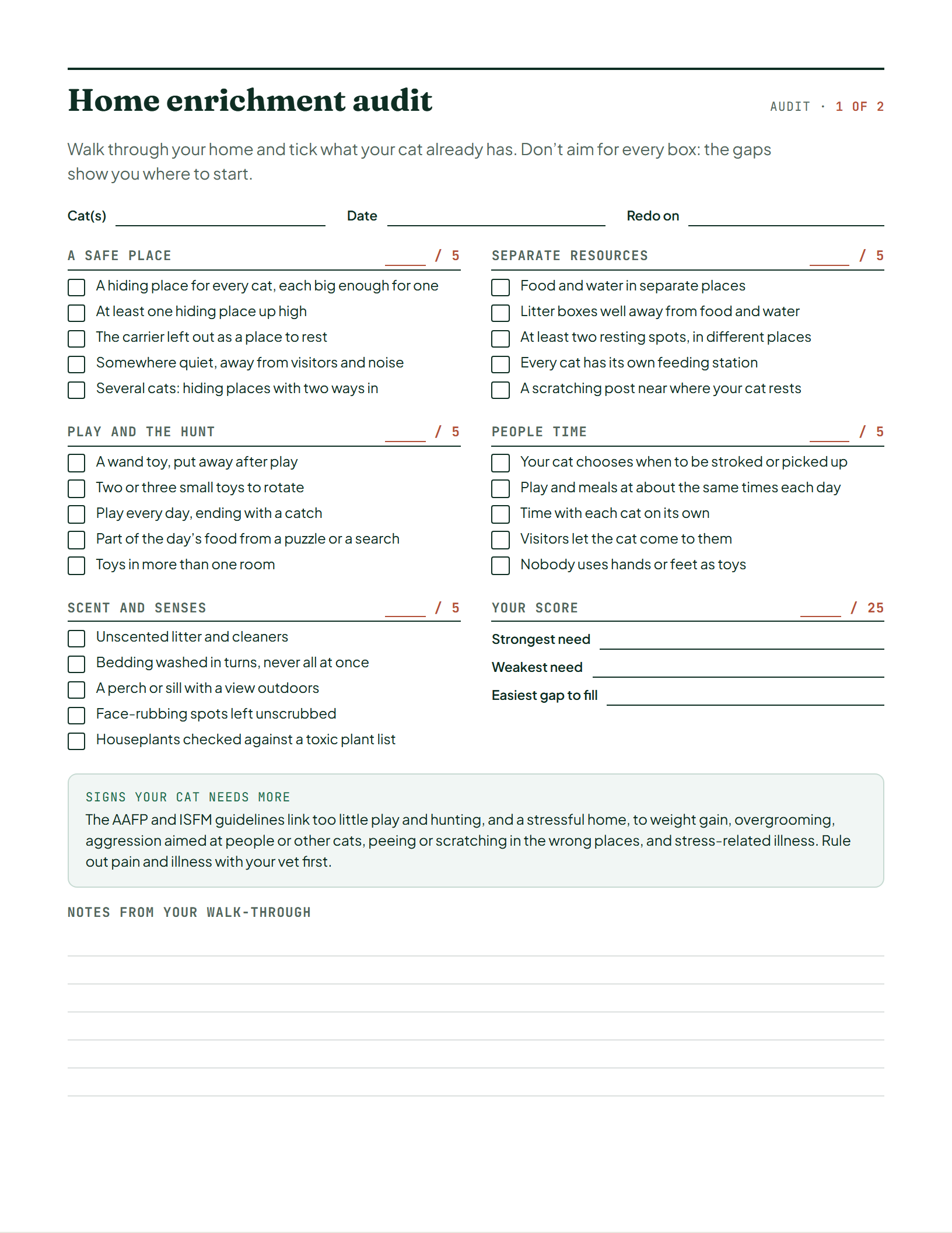 Page 3 of Indoor Cat Enrichment Workbook