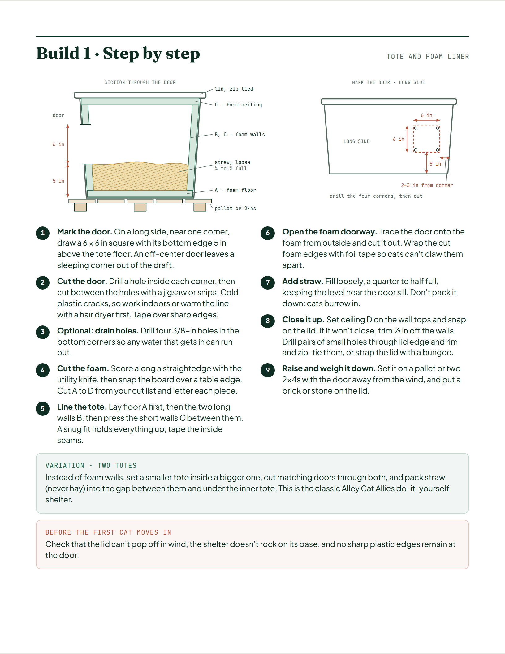 Page 4 of Winter Feral Cat Shelter Build Plans